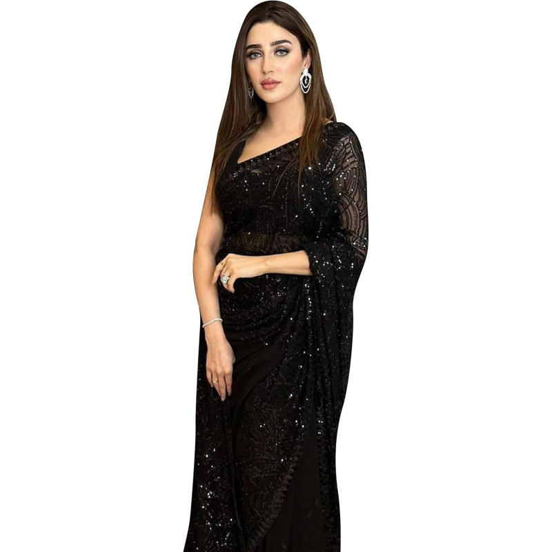 Saree Georgette Women - Sari in Georgette con Ricami di