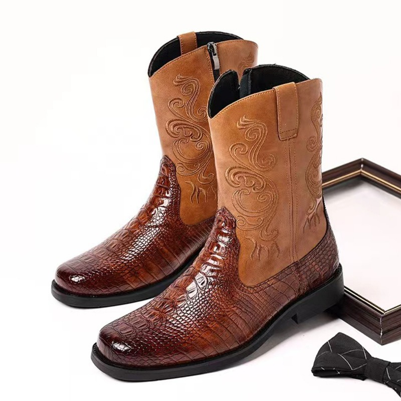 Ethnic And Fashion - Stivali da cowboy occidentali da uomo