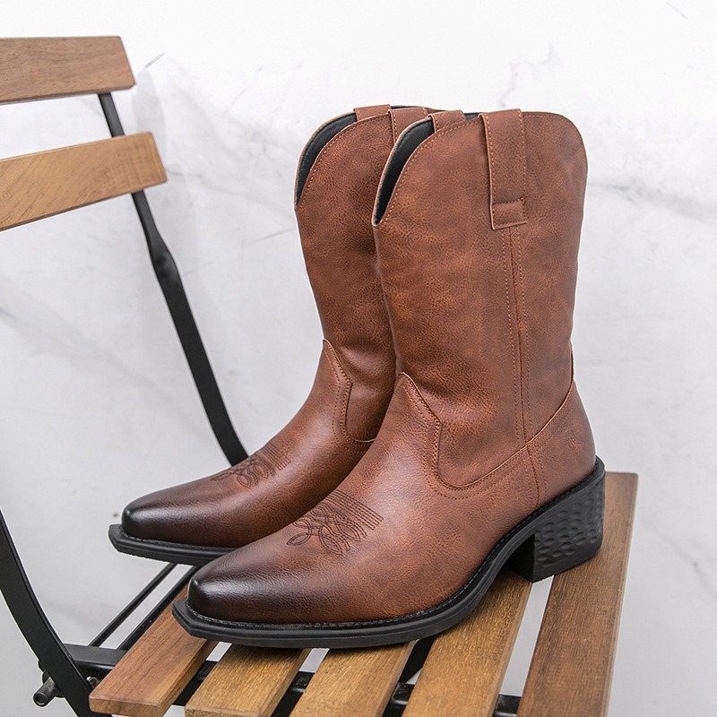 Ethnic And Fashion - Stivali da Uomo Classici con Ricami,