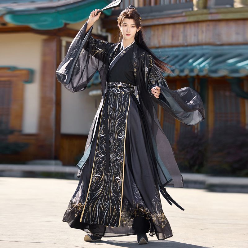 Hanfu Maschile Nero Scuro Stam - Ethnic Fashion Wear recensione e prezzo