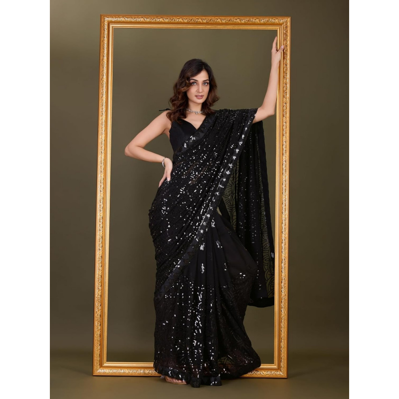 Sari in Georgette con Ricami d - Saree Georgette Women recensione e prezzo